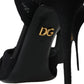 Dolce & Gabbana Black Suede Crystals Keira Sandals Shoes