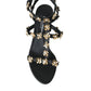 Dolce & Gabbana Black Leather Embellished Heel Sandal Shoes