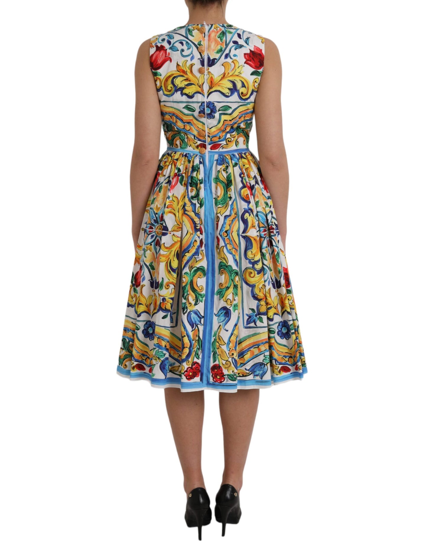 Dolce & Gabbana Multicolor Majolica A-line Sleeveless Dress