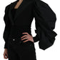 Dolce & Gabbana Black Polyester Puffed Sleeves Cropped Jacket