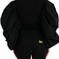 Dolce & Gabbana Black Polyester Puffed Sleeves Cropped Jacket