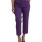 BENCIVENGA Purple Cotton MidWaist Straight Cropped Pants