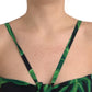 Dolce & Gabbana Black Green Leaf Silk Halter Cropped Top