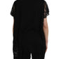 Dolce & Gabbana Black Sacred Heart Print Cotton Lace T-shirt