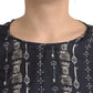 Dolce & Gabbana Black Key Castle Print Silk Blouse T-shirt