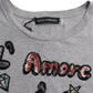 Dolce & Gabbana Gray Cotton L'Amore E'Bellezza Top T-shirt