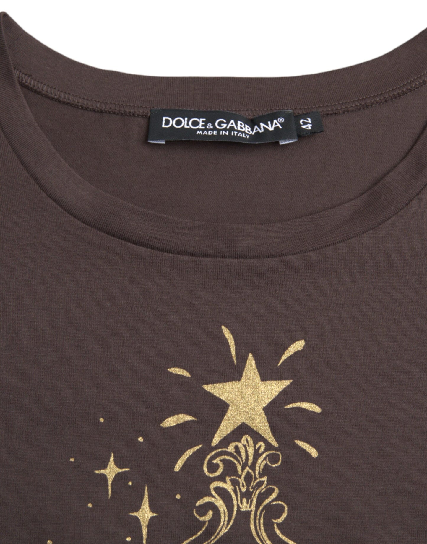 Dolce & Gabbana Brown Crewneck 2017 Motive Print T-shirt