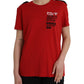 Dolce & Gabbana Red Cotton Graphic Print Crew Neck T-shirt