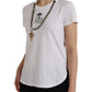 Dolce & Gabbana White Cotton Necklace Short Sleeves T-shirt