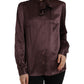 Dolce & Gabbana Brown Ascot Collar Long Sleeve Top Blouse