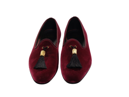 Christian Louboutin Stanboul Burgundy Velvet Flat Shoes