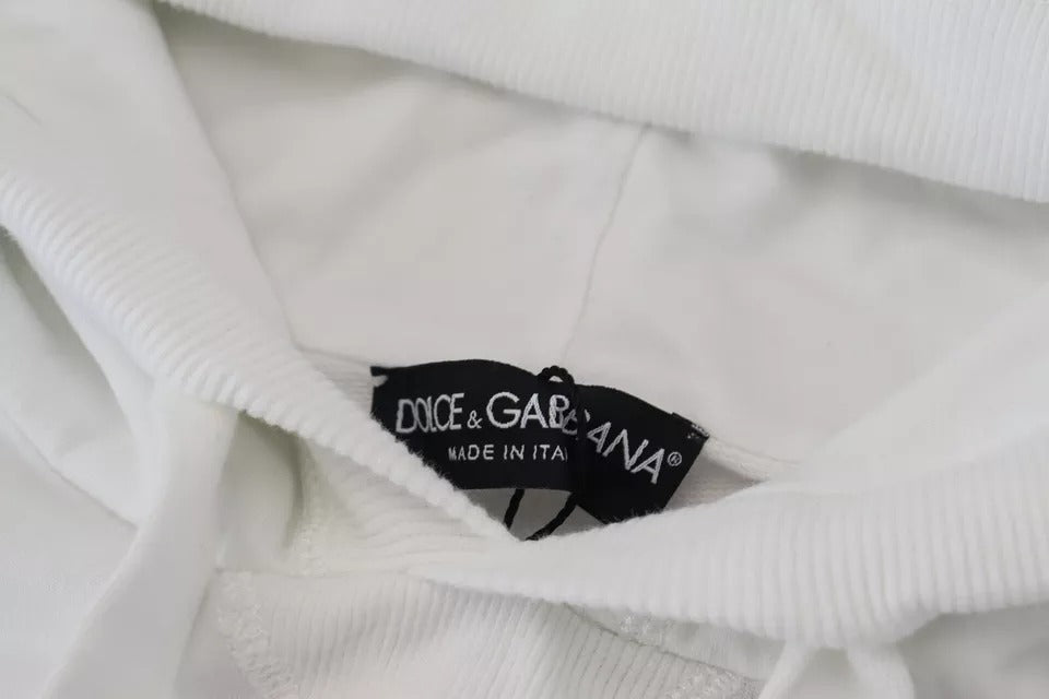 Dolce & Gabbana White Cotton Hooded Sweatshirt Sweater