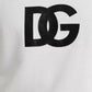 Dolce & Gabbana White Logo Cotton Crew Neck Pullover Sweater