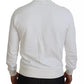 Dolce & Gabbana White Logo Cotton Crew Neck Pullover Sweater