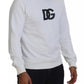 Dolce & Gabbana White Logo Cotton Crew Neck Pullover Sweater