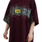 Dolce & Gabbana Bordeaux D&G Print Round Neck Cotton T-shirt