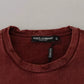 Dolce & Gabbana Maroon Printed Crewneck Tee Cotton T-shirt