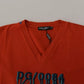 Dolce & Gabbana Red Logo Embroidery Crewneck Cotton T-shirt