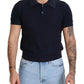 Dolce & Gabbana Dark Blue Collared Polo Casual Silk T-shirt