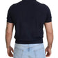 Dolce & Gabbana Dark Blue Collared Polo Casual Silk T-shirt