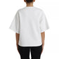 Dolce & Gabbana White Cotton Black HOT Crystal Top T-shirt