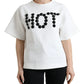 Dolce & Gabbana White Cotton Stretch Black HOT Crystal T-shirt