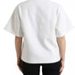 Dolce & Gabbana White Cotton Stretch Black HOT Crystal T-shirt