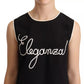 Dolce & Gabbana Black Silk Eleganza Print Sleeveless Tank Top