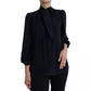 Dolce & Gabbana Blue Long Sleeves Ascot Collar Blouse Top