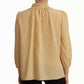 Dolce & Gabbana Mustard Ascot Collar Shirt Silk Blouse Top