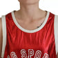 Dolce & Gabbana Red Nylon Logo Print Sleeveless Jersey Top