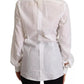 Dolce & Gabbana White Cotton Dress Collared Long Sleeves Shirt Top