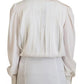 Dolce & Gabbana Off White Collar Long Sleeves Blouse Silk Top