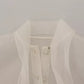 Dolce & Gabbana White Ascot Collar Long Sleeves Blouse Top