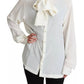 Dolce & Gabbana White Blouse Ascot Collar Shirt Silk Top