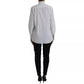 Dolce & Gabbana White Cotton Ascot Collar Long Sleeves Top