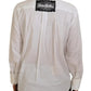 Dolce & Gabbana White Cotton Crystals Shirt Embellished Top