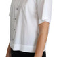 Dolce & Gabbana White Cotton Decorative Button Collared Top