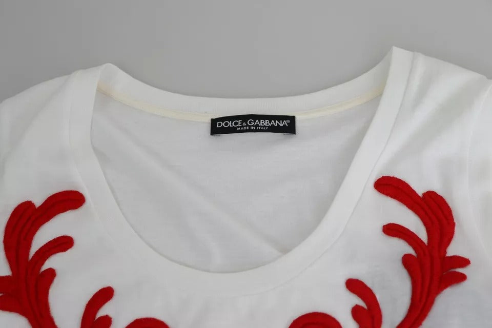 Dolce & Gabbana White Cotton Heart Applique Sleeveless Tank Top