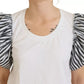 Dolce & Gabbana White Striped Short Sleeves Pullover Top