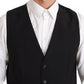 Dolce & Gabbana Black Stretch Waistcoat Formal Dress Wool Vest