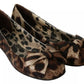 Dolce & Gabbana Brown Leopard Silk Ballerina Flats Shoes