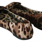 Dolce & Gabbana Brown Leopard Silk Ballerina Flats Shoes