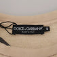 Dolce & Gabbana Beige Amore Cotton Crew Neck Pullover Sweater