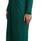 Dolce & Gabbana Dark Green Viscose Long Sleeve Midi Dress