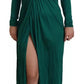 Dolce & Gabbana Dark Green Viscose Long Sleeve Midi Dress