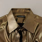 Dolce & Gabbana Metallic Gold DG Embroidered Crown Silk Top Shirt