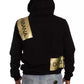 Dolce & Gabbana Black Gold Hooded Cotton Mens Pullover Sweater