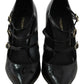 Dolce & Gabbana Black Leather Ankle Strap Heels Pumps Shoes