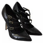 Dolce & Gabbana Black Leather Ankle Strap Heels Pumps Shoes